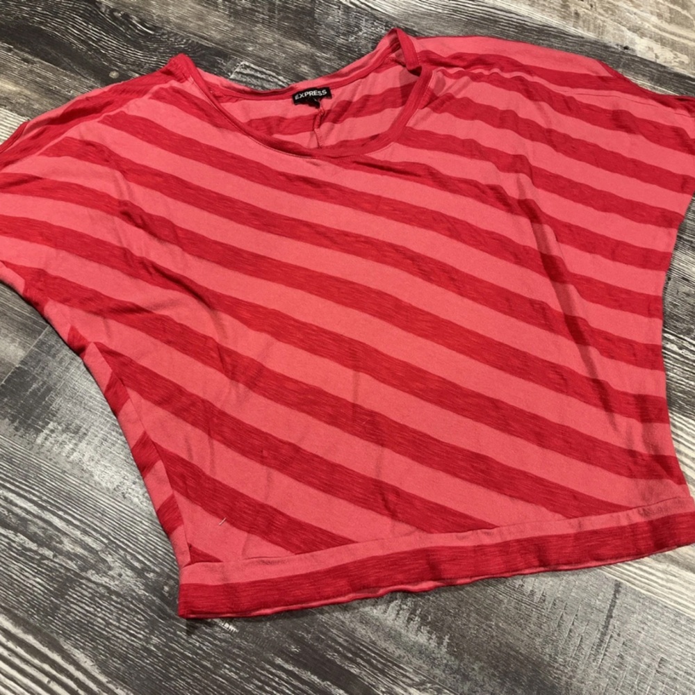 Express Red and Pink Striped Blouse